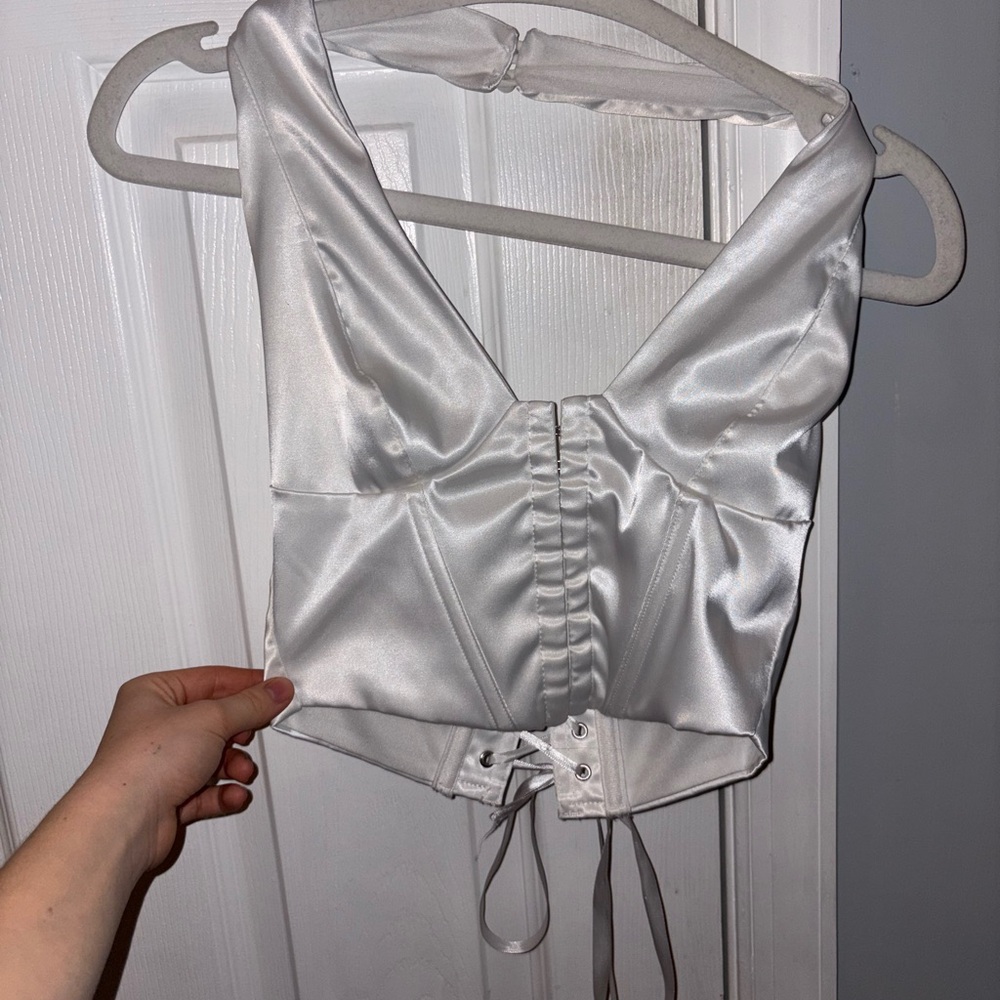 Chic Satin Lace-Up Blouse